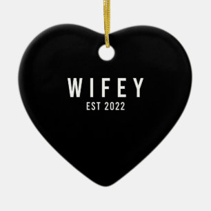 Wifey Est 2022 Bride To Be Bachelorette Party Ceramic Ornament