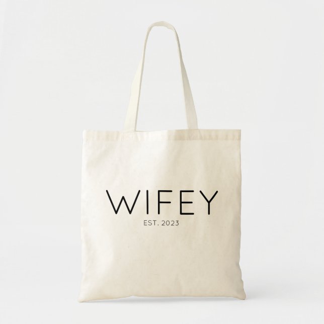 Wifey Established Personalised Date Tote Bag (Front)