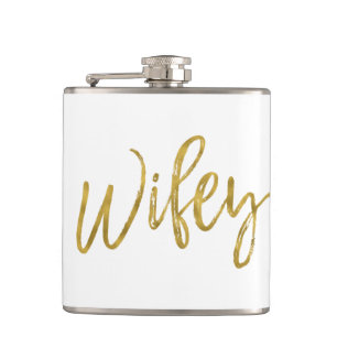 Wifey Flask with Gold Foil Typography