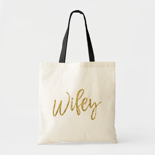 Wifey Gold Foil Birthday Tote Bag (Front)
