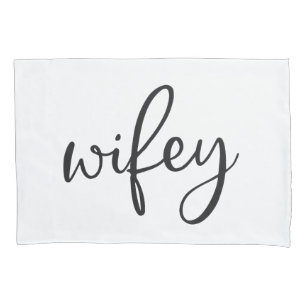 Wifey graphic black and white typography pillowcase