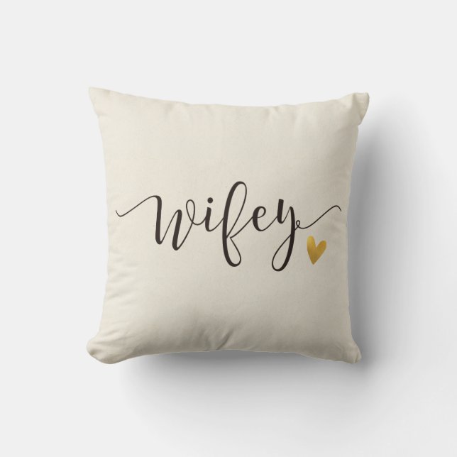 Wifey,Hubby and Wifey Wedding Gift Cushion (Front)