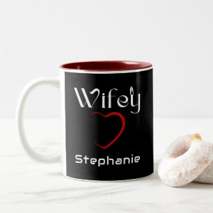 Wifey Hubby Couple Wedding Anniversary Gift Two-Tone Coffee Mug