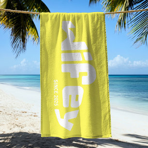 Wifey Hubby Newlywed Bride Yellow Beach Towel
