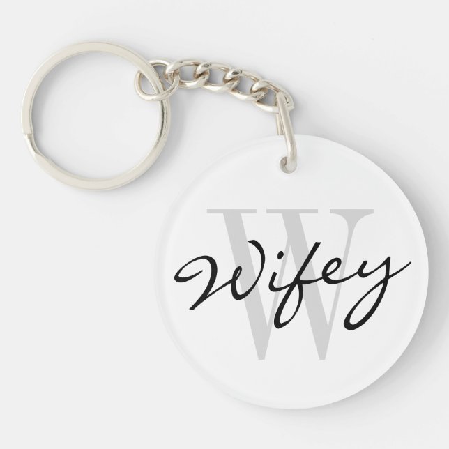 WIFEY keychain for wedding bride and newlywed wife (Front)