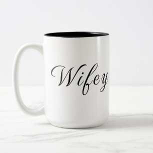 Wifey Modern Black Script White Womens Two-Tone Coffee Mug