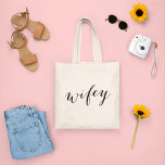 Wifey Modern Black Script Women's Tote Bag<br><div class="desc">Cute and simple "Wifey" tote bag in a chic black script. Makes a great bridal shower,  bachelorette party or wedding gift for the future Mrs!</div>