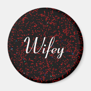 Wifey Modern Fractal Art Black Red Stylish Cool Magnet
