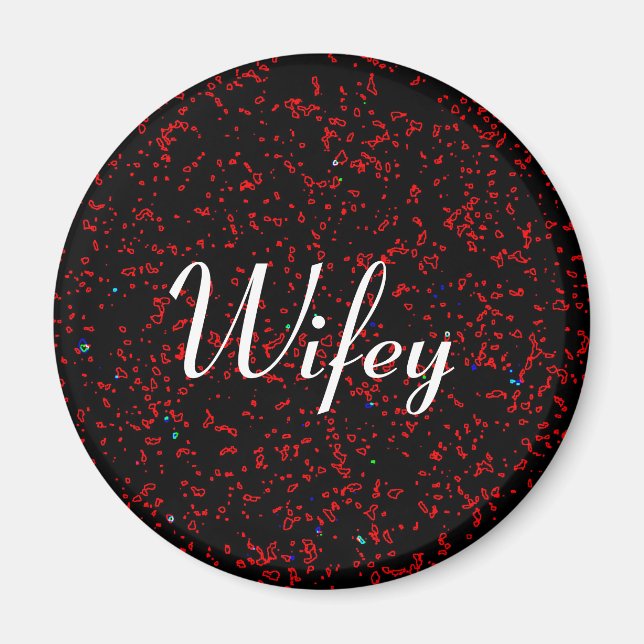 Wifey Modern Fractal Art Black Red Stylish Cool Magnet (Front)