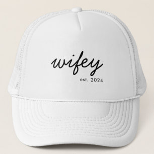 Wifey Modern Minimalist Script Personalized Bride Trucker Hat