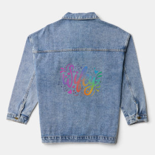 Wifey Modern Multicolour Script White Womens Denim Jacket