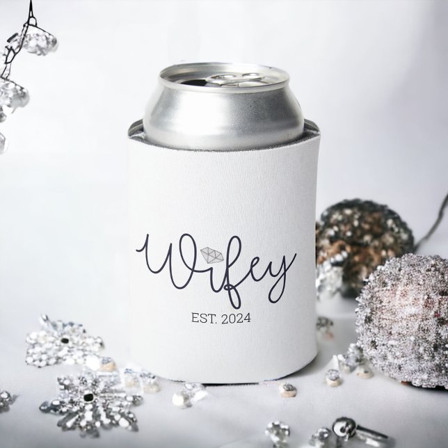 Wifey Modern Typography Wife Mrs Wedding Hers Can Cooler (Creator Uploaded)