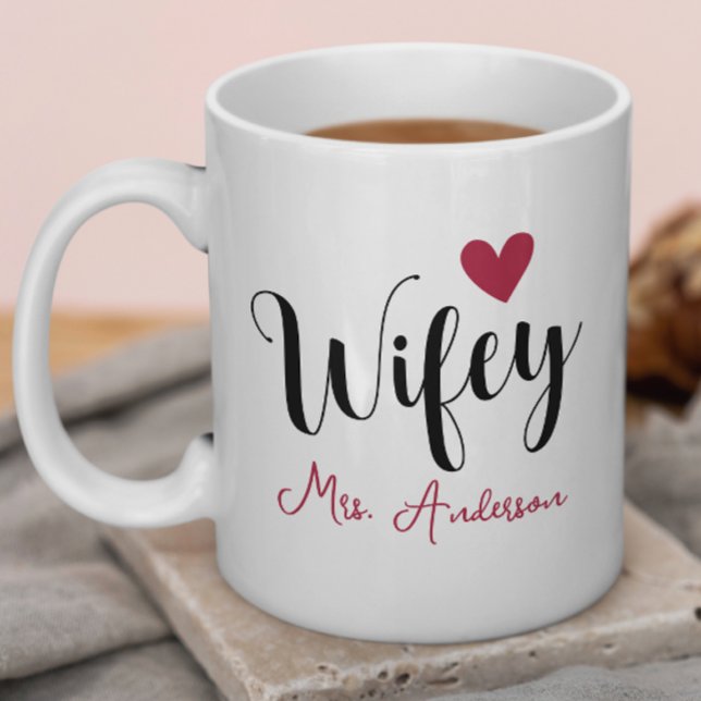 Wifey Name and Date Wedding Anniversary Coffee Mug (Creator Uploaded)