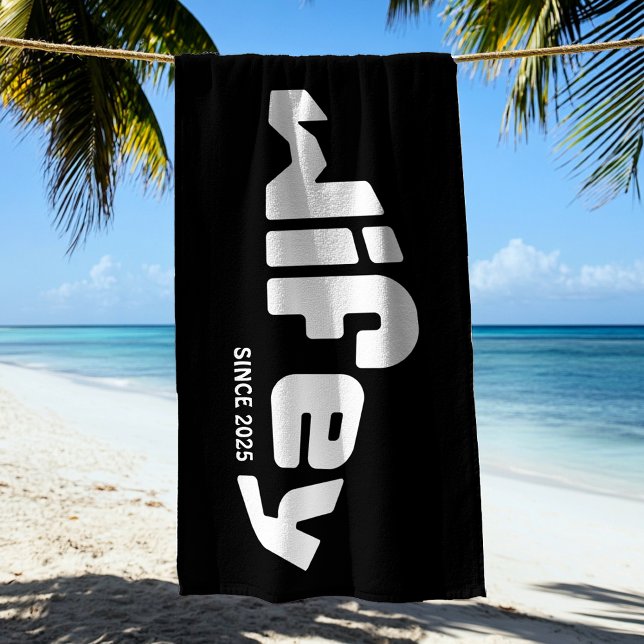 Wifey Newlywed Bride Black & White Beach Towel (Creator Uploaded)