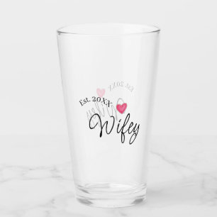 Wifey red heart est. Year future wife valentine's Glass