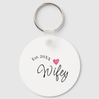 Wifey red heart est. Year future wife valentine's  Key Ring