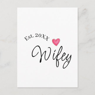Wifey red heart est. Year future wife valentine's  Postcard