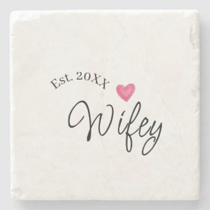 Wifey red heart est. Year future wife valentine's Stone Coaster