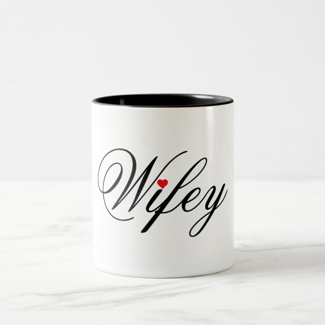 Wifey Red Heart Mug White and Black (Center)