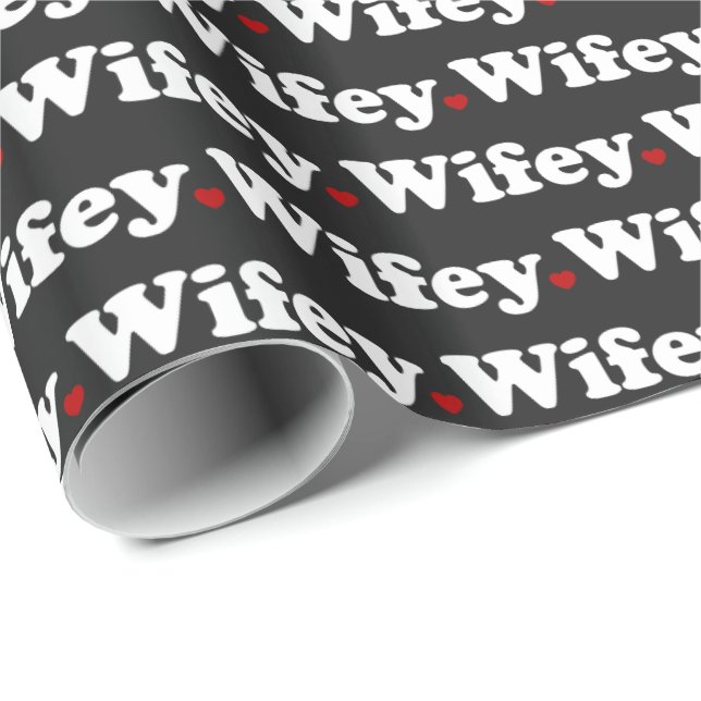 Wifey Typography Black Wrapping Paper (Roll Corner)