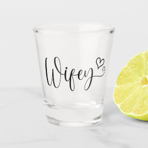 Wifey typography with a heart shot glass