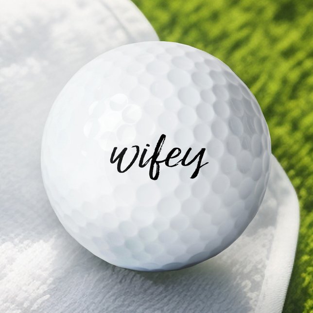 Wifey - Whimsical Black Calligraphy for the Bride Golf Balls (Wifey Golf Ball)