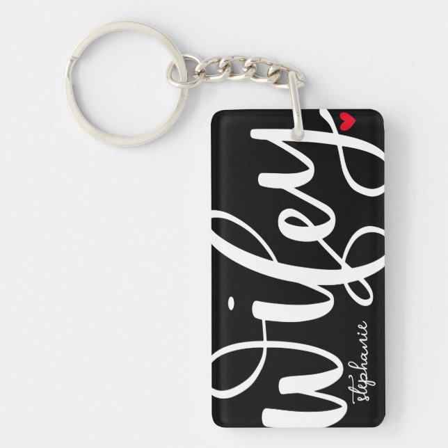 Wifey | White Text Design with Photo Key Ring (Front)