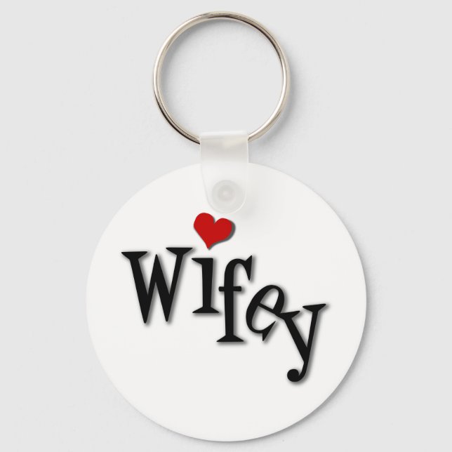 Wifey With Funky Red Heart Key Ring (Front)