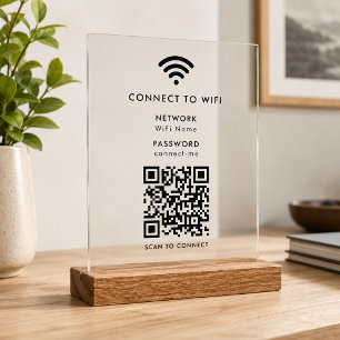 WiFi Acrylic Sign QR Code Scan to Connect Signs