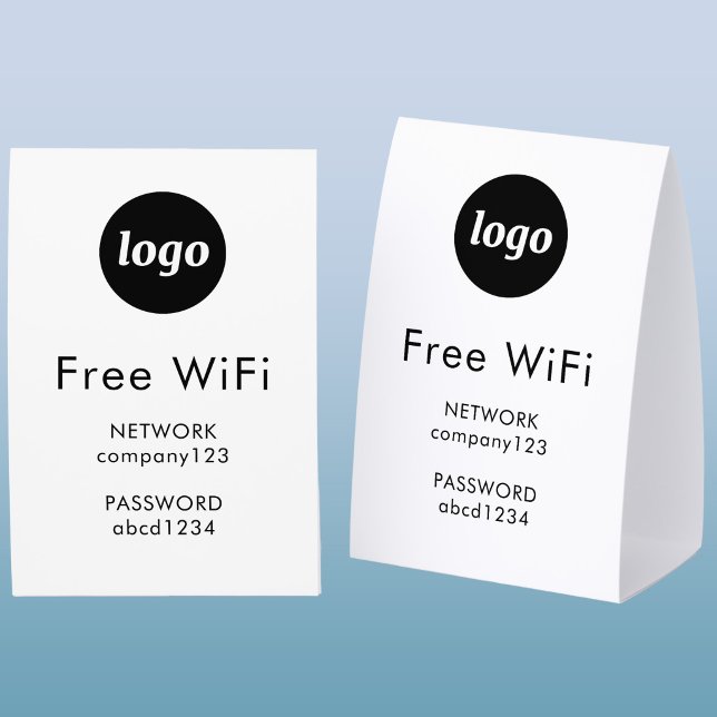 WiFi Code Logo Business Internet (Simple logo with custom text business branding promotional wifi password code table tent sign)