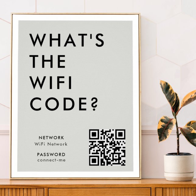 WiFi Code Poster Print | QR Connect Wi-Fi Network (What's the WiFi Code? poster print with QR code to connect seamlessly to your Wi-Fi)
