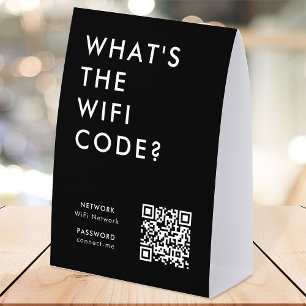WiFi Code Table Tent Network QR Tabletop Sign