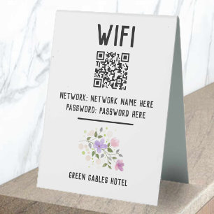 WiFi Code With QR Code & Floral Design