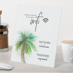 Wifi Custom Tabletop Sign - Palm Tree Beach Theme