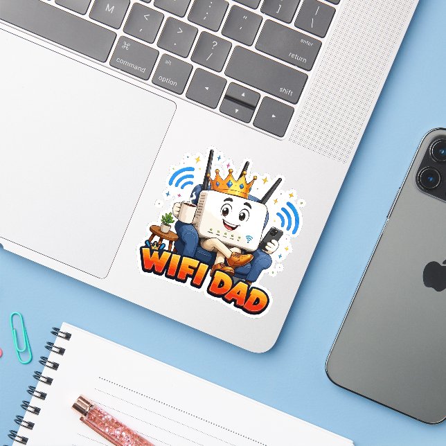 WIFI DAD Funny Router Character (Laptop w/ iPhone)