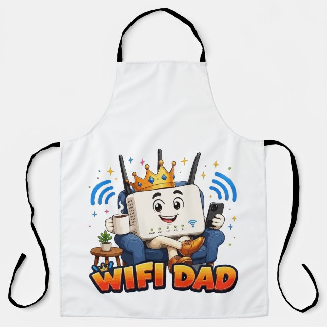 WIFI DAD Funny Router Character Apron (Front)