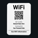 WiFi Instructions With QR Code Magnet<br><div class="desc">Magnet with your WiFi instructions which include a QR Code. Ideal for sticking to a fridge for your guests to read. Black and grey. There are various websites that allow you to create and download QR Codes free. QR Codes can be created for websites, emails, Wifi, Vcards, and many other...</div>