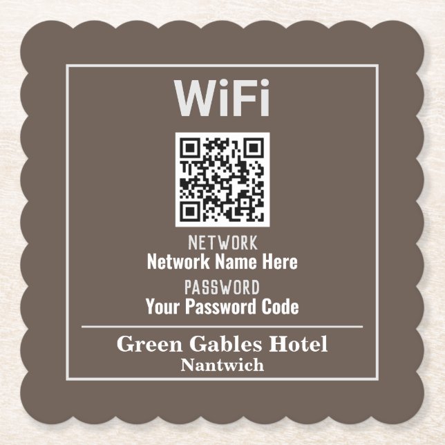 WiFi Instructions With QR Code Paper Coaster (Front)