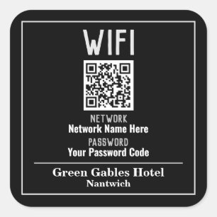 WiFi Instructions With QR Code Square Sticker