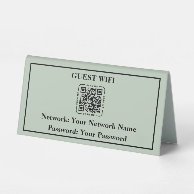 WiFi Instructions with QR Code Table Tent (Front)