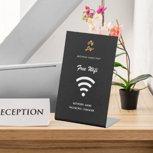 Wifi internet business logo black white pedestal sign