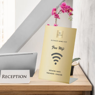 Wifi internet business logo gold pedestal sign