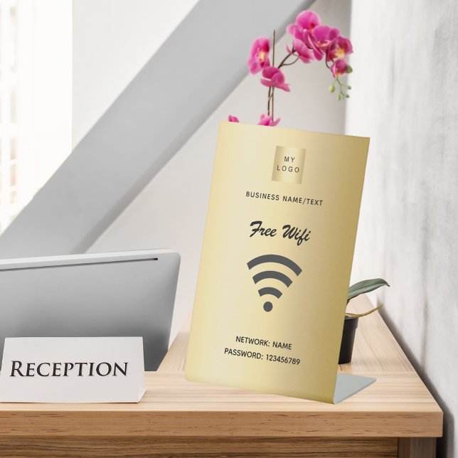 Wifi internet business logo gold pedestal sign (Creator Uploaded)