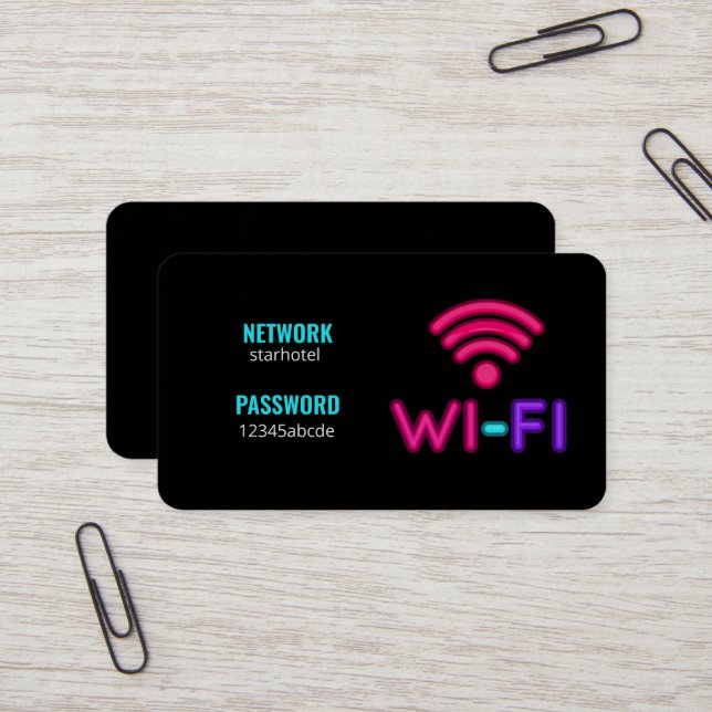 Wifi Internet Network Password Business Card (Front/Back In Situ)