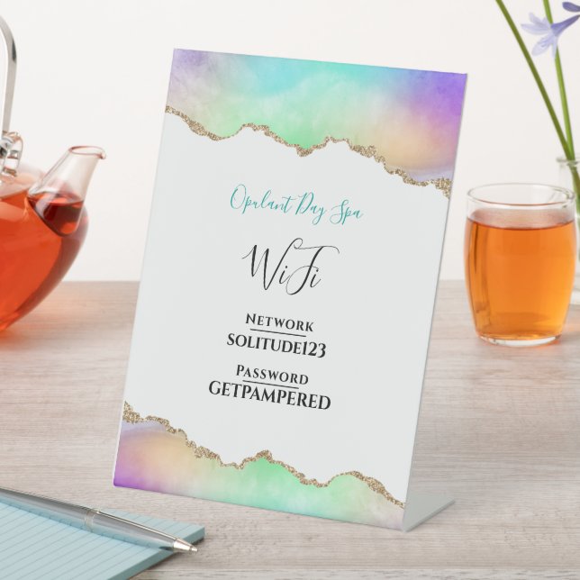 WiFi Internet Password Elegant Day Spa Pedestal Sign (In SItu)