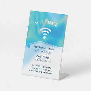 WiFi Internet Password Home Office Modern Pedestal Sign