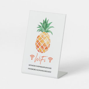 WiFi Internet Password Island Pineapple Vacation Pedestal Sign
