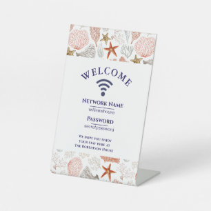 WiFi Internet Password Summer Sea Beach House Pedestal Sign