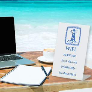 WIFI Login Lighthouse Beach Vacation Rental CUSTOM Pedestal Sign