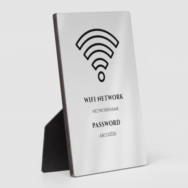 Wifi Network and Password Black Plaque (Side)